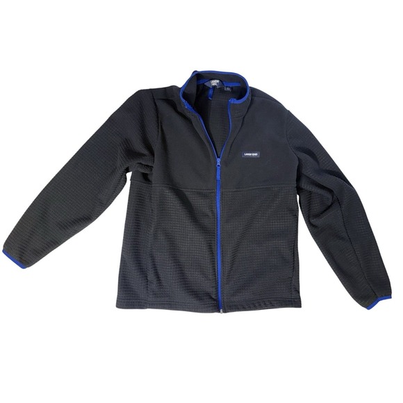 Lands' End Other - Lands' End Men's Fleece Jacket Medium 38–40‎ Full Zip Black Blue Trim